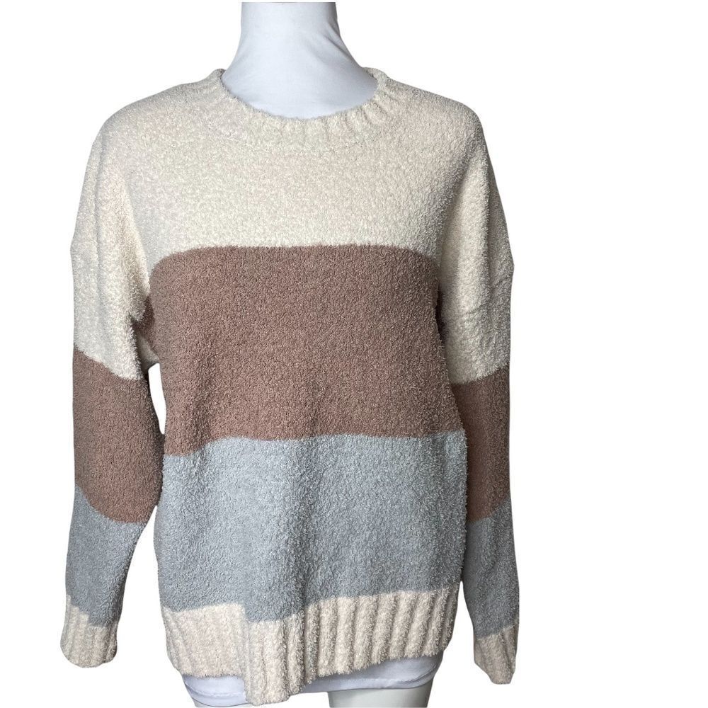 Thread and Supply tricolor colorblock fuzzy sweater large